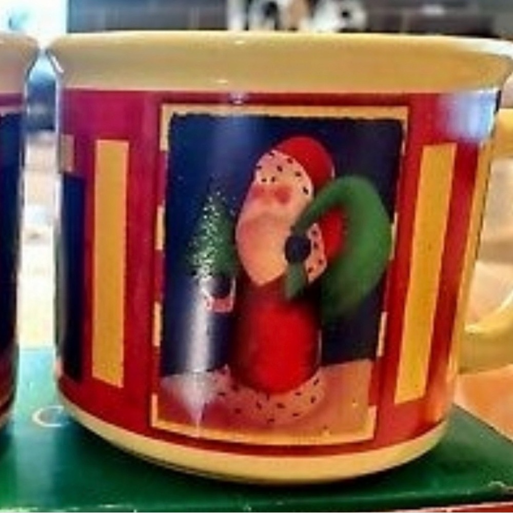 Folk Santa Ceramic Mugs - Set of 2 - Picture 5 of 5